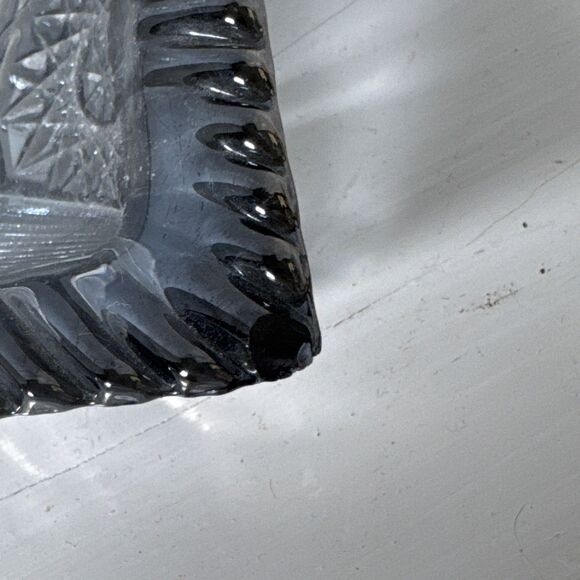 Heavy Glass Gray Tinted Oblong Tray Cut Glass Styling 7”x14” - Picture 4 of 8